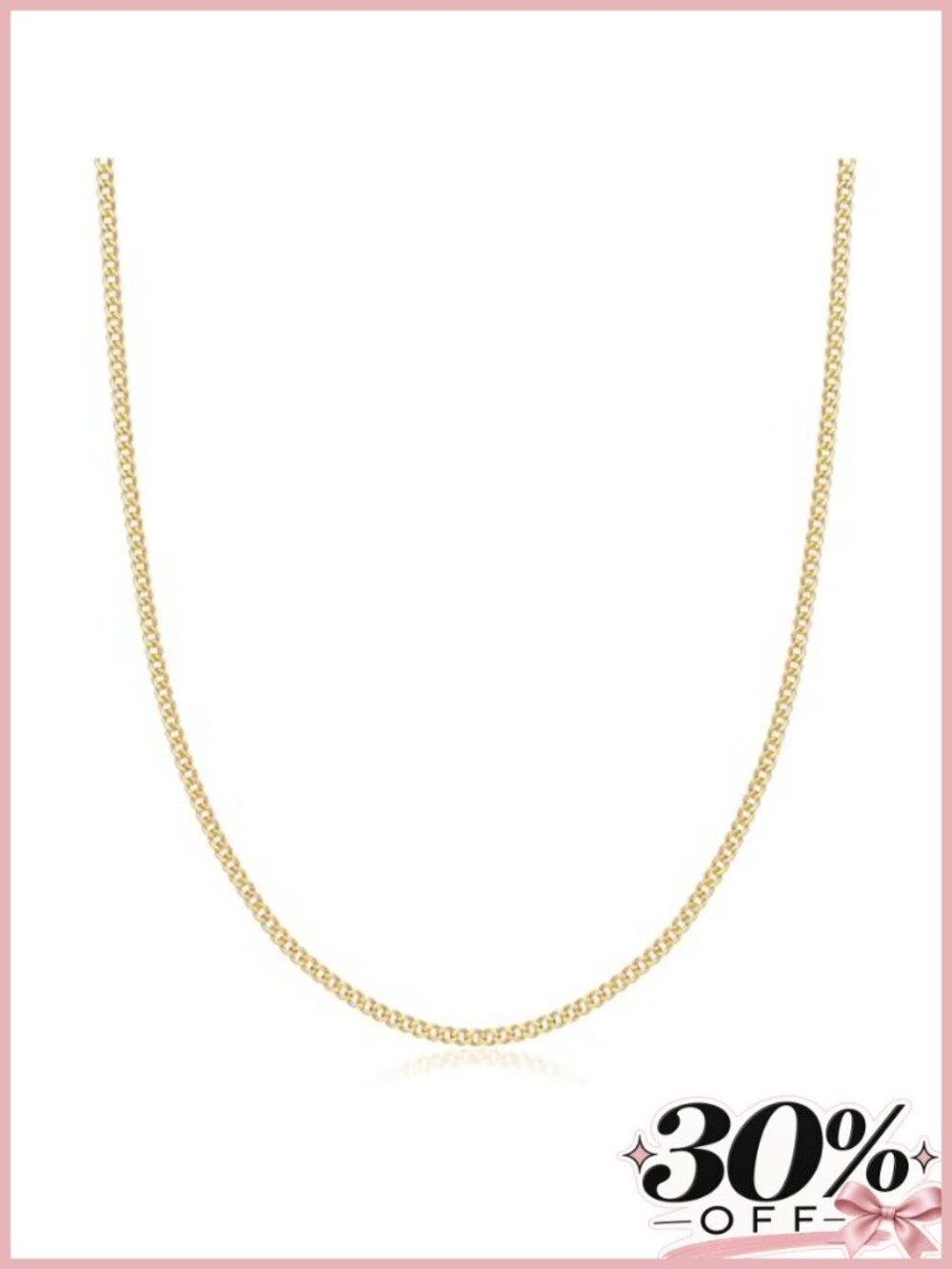 18K Gold Plated Cuban Link Chain Necklace, Lobster Clasp, 45.7cm